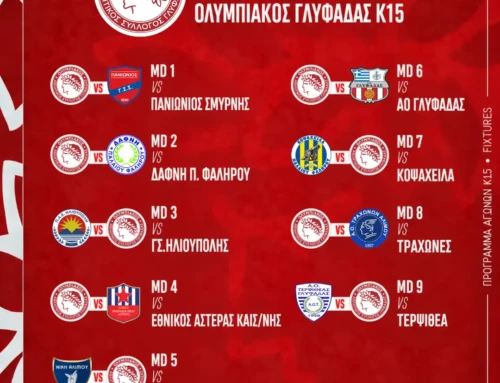 Ολυμπιακός Γλυφάδας: Το πρόγραμμα αγώνων της Κ15 για τη σεζόν 2026–2027